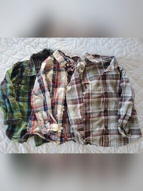 Set Of 3 2T Plaid Button-Down Shirts